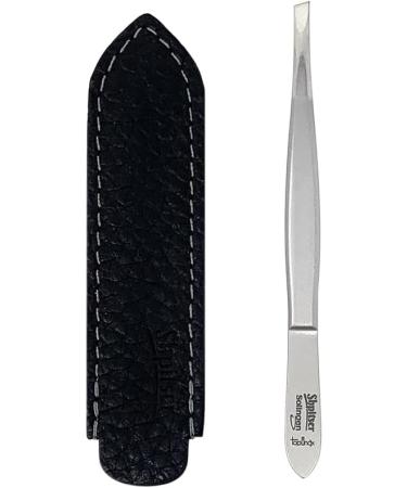 Shpitser German Stainless Steel Eyebrow Tweezers with Ceramic Blasted Slanted Tip - Black Leather Case - Buy Online on GoSupps.com