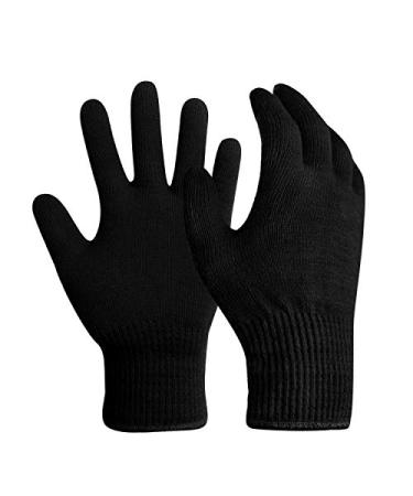 Evridwear Men Women Merino Wool String Knit Liner Warm Gloves 4 Sizes and Colors X-Large Black