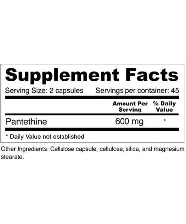 Vegan Pantethine Capsules 300mg - Active Vitamin B5 Supplement (90 Count) - Buy Online on GoSupps.com