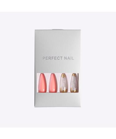 Sethexy Long Ballerina False Nails - Shiny Gold Sparkle Coffin Press-On Tips for Women & Girls | 24 St Bling Acrylic Nail Kit with Glue (Pink) - Buy Online on GoSupps.com