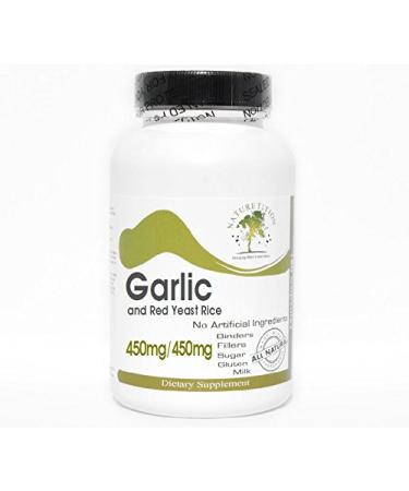 Garlic 450mg and Red Yeast Rice 450mg 180 Capsules - No Additives Naturetition Supplements