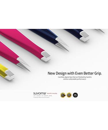 Suvorna 4-Piece Precision Aligned Tweezers Set - Professional Stainless Steel, Ideal for Eyebrow Shaping - Pink - Buy Online on GoSupps.com