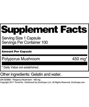 Polyporus Mushroom - 450 mg (100 Capsules ZIN: 520882) - Buy Online on GoSupps.com