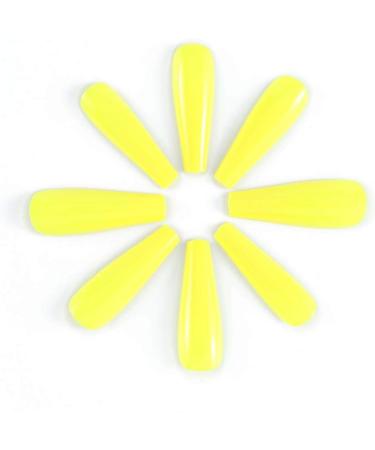 Brishow Coffin False Nails - Long Yellow Stick on Nails for Women and Girls - Buy Online on GoSupps.com