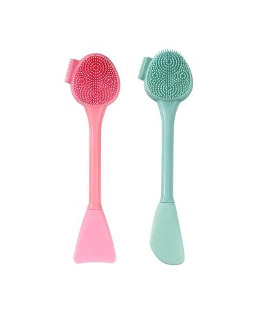 2 Pcs/4 in 1 Face Scrubber Silicone Skin Spatula Nose Cleaning Cream Applicator Mask Collector Facial Cleansing Brush for Face Clean Care