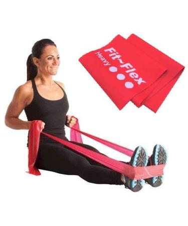 Fit-Flex Resistance Exercise Band - 2m Length - 3 Flex Options Pilates Yoga Rehab Stretching Strength Training Yellow Blue Red