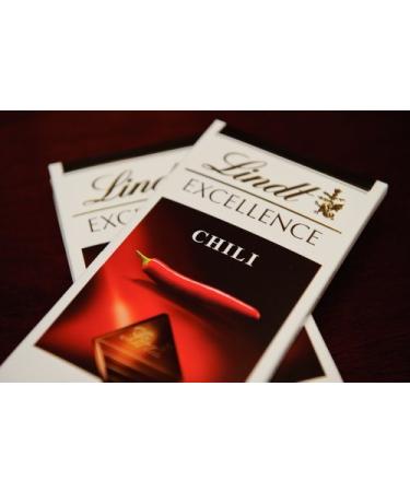 Lindt Excellence Dark Chocolate with Chili Bar, 3.5 Oz, 2 Pack Dark Chocolate 3.5 Ounce (Pack of 2)