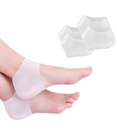 Heel Pads Silicone 2 Pairs Gel Heel Protector Silicone Heel Socks for Plantar Fasciitis Relieve Heel Pain and Pressure
