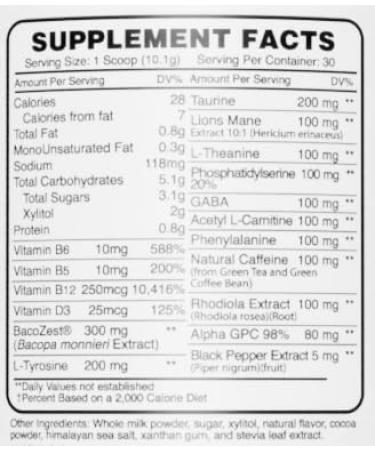 Nootro-Prime Nootropic Brain Supplement Powder - Lion’s Mane & Alpha GPC for Energy Focus & Memory - Caramel Mocha Flavor - Buy Online on GoSupps.com