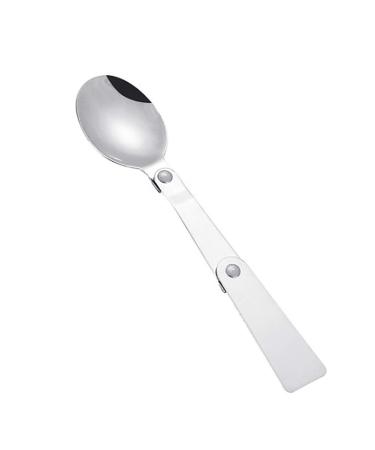 shlutesoy Stainless Steel Folding Spoon Cutlery Creative Gifts Outdoor Portable Three-fold Spoon Travel Folding Spoon Silver
