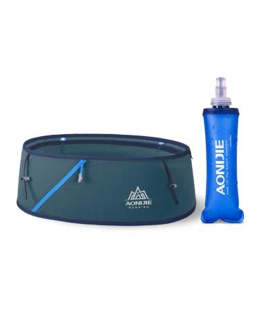 AONIJIE Hydration Running Belt with Water Bottle - 250ml BPA- Free Soft Flask Large Capacity & Lightweight Running Belt for Trailing Running Climbing Jogging(Blue, M/L) M/L Blue