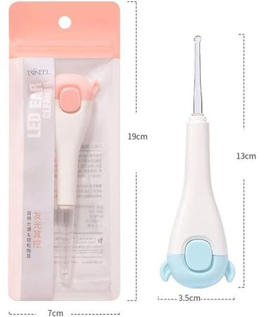 Cartoon Baby Ear Wax Removal Tool with LED Light - Kids Ear Cleaner with 3 Replacement Heads in Blue - Buy Online on GoSupps.com