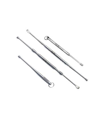 DOITOOL Earwax Removal Tool 1 Set 4pcs Titanium Alloy Double- Headed Earscoop Ear Scoop Pick Up Ear Tools Earpick Ear Cleaning Tool Ear Care Supplies (Random Style Silver)