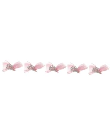 FRCOLOR Girl Hair Accessories bow pin bow clips bows for girls princess crown clip bows clips girl party crown cute birthday pink crown princess crown child Mesh rhinestones crown