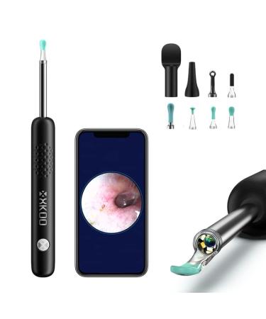XKOO Ear Wax Removal Kit  Ear Cleaner with 1080P FHD Otoscope & 6 LED Lights  Wireless Ear Camera with 8pcs Accessories for Multifunctions Black