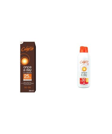 Calypso Once A Day Tan & Protect SPF25-200 ml CALC25TAN and Once A Day Sun Protection Spray. Water Resistant. SPF30 SPF 25 + Sun Protection Spray