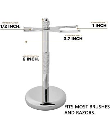 Stylish Stainless Steel Razor Holder & Shaving Brush Stand for Men - Portable Shaving Rack 2.9x6 Inches - Buy Online on GoSupps.com
