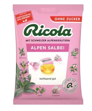 Alpen Salbei - Bonbons suisses aux Sauge des Alpes confiserie traditionnelle au go t frais et agr able recette originale suisse paquet familial - Compatible avec Ricola - 75g