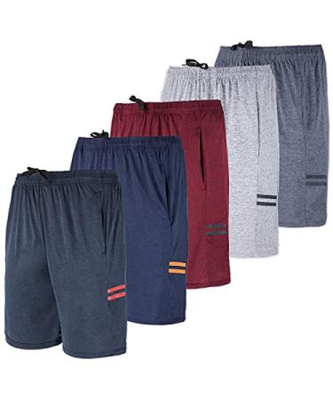 5 Pack:Men's Dry-Fit Sweat Resistant Active Athletic Performance Shorts X-Large Set F