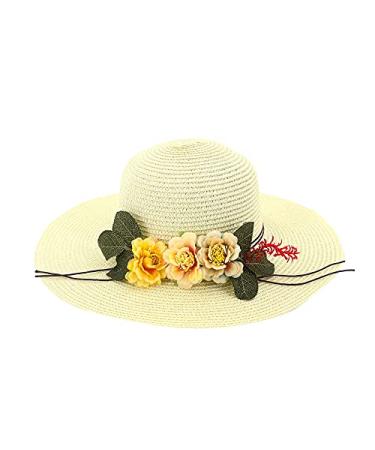 Women's Hat with Flower Sun Sun Beach Cover Hat Shade Hat Visor Baseball Caps White One Size