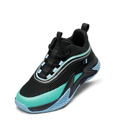 DREAM PAIRS Boys Girls Basketball Shoes Sports Breathable Kids Fashion Sneakers 1 Little Kid Black/Green