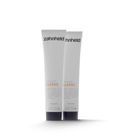 Zahnheld Toothpaste CLASSIC (2x 75ml tube) toothpaste with turmeric and coconut oil vegan fluoride-free natural cosmetics 75 ml (pack of 2)