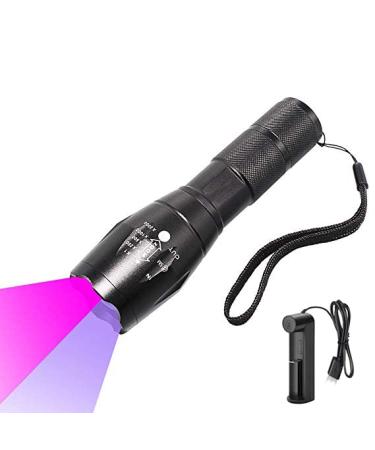 UV Torch Rechargeable WESLITE Ultra Violet Flashlight with 365nm & 395nm LED Black Light Zoomable Pet Urine Detector Double UV Light Source Torches for Resin Curing Pearls and Jewels Verification