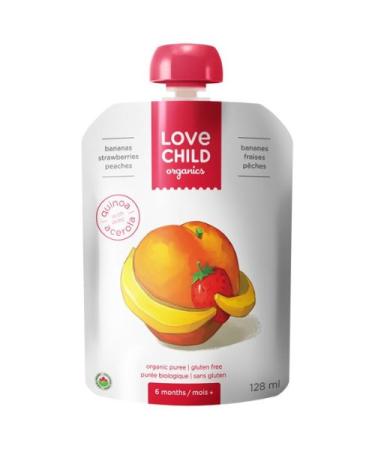 Love Child Organic Purees - Super Blends - Banana Strawberry & Peach (12x128ml)