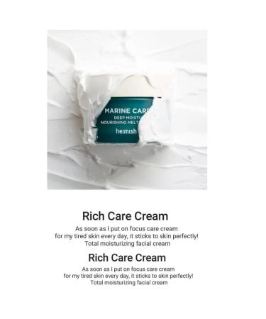 Heimish Marine Care Deep Moisture Nourishing Melting Cream 2.0 fl.oz | Hydrating Facial Moisturizer with Marine Water | Korean Skincare for Dry Skin | Anti-Aging Face Cream - Buy Online on GoSupps.com