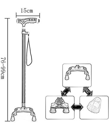 Walking Stick Walkers for seniors Cane Elderly Crutches Aluminum Alloy Adjustable Base T- Handle Lighted Walking Stick 10- Speed Expansion Three- Legged Interchange Length 76-99 cm Wine red Black Eld - Buy Online on GoSupps.com