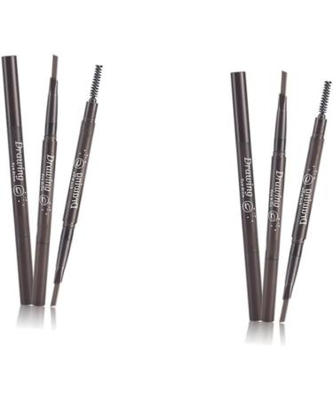 DOITOOL 2pcs 2 1 Eyebrow Pen Eyebrow Pencil Eye Brow Brush Eyebrow Brush 3d Written Triangle 1 count (Pack of 1) As Shownx2pcs - Buy Online on GoSupps.com