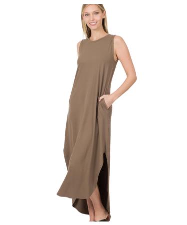 Sleeveless Freeflow Dress with Pockets Cocoa S-M Cocoa