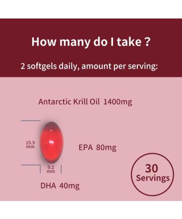 Antarctic Krill Oil 1400mg Omega-3 Supplement with EPA & DHA Supports Heart Brain and Joint Health 60 Softgels 30 Servings - Buy Online on GoSupps.com