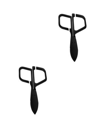 minkissy 2pcs Nose Hair Trimmer Brow Shaping Scissors Facial Hair Scissors Manual Nose Scissors Vibrissa Scissors Hair Removal Scissors Eyelashes Scissors Shears Stainless Steel Black 10.00X4.60X0.20CMx2pcs Blackx2pcs