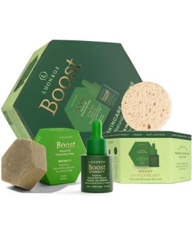 LUONKOS Boost Skin Care Gift Set - Eternity Oil Face Serum and Infinity Facial Oil Cleanser Cake - Natural Hydration Skin Barrier Protection Deep Cleansing for All Skin Types