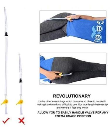 Silicone Enema Bag Kit | Non-Toxic & BPA-Free | 2 Quart with Extra Long Hose 3 Nozzles Stopcock Tap & Stainless Steel Hook | Ideal for Safe & Comfortable Use - Buy Online on GoSupps.com