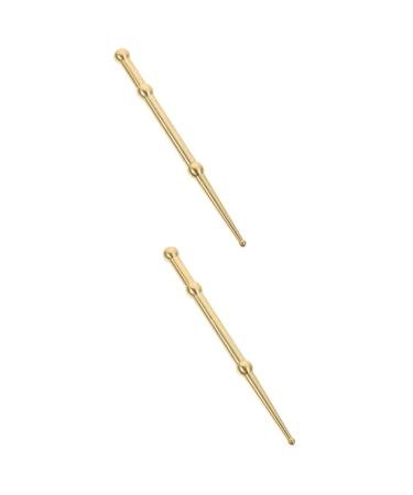 Healeved 2st muscle Pulling rod body tools manual acupressure pen massage tab for the back pulse massage stick scratch massager Best pens travel role brass deep goldenx2st 12.7x1.1cmx2pcs
