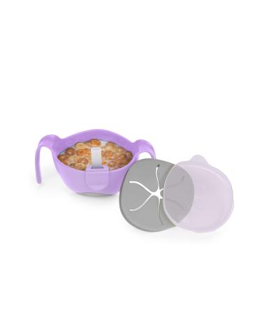 b.box 3 in 1 Toddler Bowl | Includes Straw  Lid & No Spill Snack Insert | Dishwasher & Microwave Safe | BPA Free | Ages 6 mo+ (Boysenberry  8.5 oz)