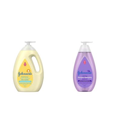 Johnson's Baby Wash and Shampoo for Baths Head-to-Toe Tear Free 1000 ml white & Johnson s Baby Shampoo Calming Shampoo Paraben Free 600mL 1 l (Pack of 1) Wash + Baby Shampoo 600mL
