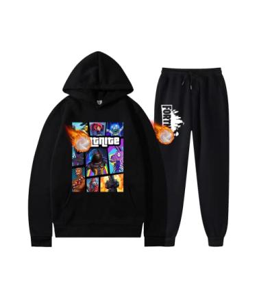 Hlemswpo Game Youth Pullover 2-piece Set, Casual Sports Tops Pants Hoodie, Fashion Print Sweatshirt Style-2 Medium