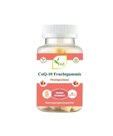 Ved CoQ10 Gummies 60 Count Ved CoQ10 Gummies 60 Count Natural Peach Flavor Vegan Non-GMO Gluten Free