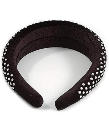 Retro Thicken Padded Velvet Diamante Wide Chunky Hair Band/Headband/Alice Band in Black - Buy Online on GoSupps.com