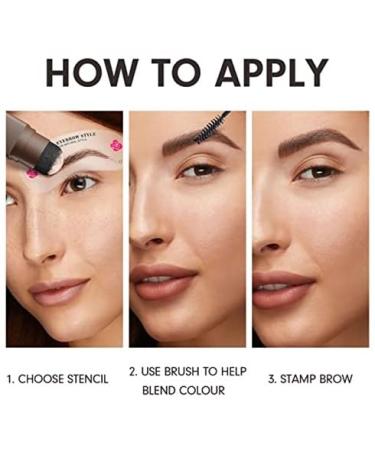 Eyebrow Stamp Stencil Kit - Waterproof & Smudge-Proof Brow Shaping with 24 Reusable Stencils - Medium Brown - Buy Online on GoSupps.com