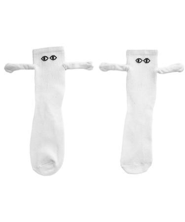 1/2Pair Funny Couple Socks Funny Magnetic Suction 3D Doll Couple Socks Unisex Funny Couple Holding Hands Sock Casual Socks One Size White