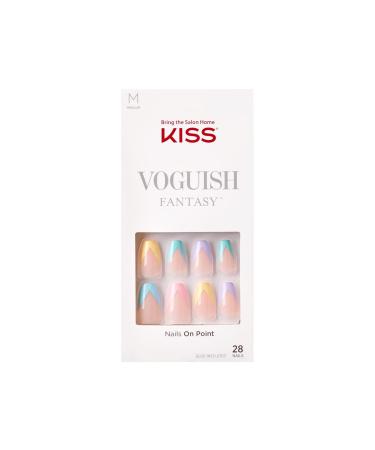 KISS Voguish Fantasy Collection Fake Nails Manicure Set  Disco Ball'  with Nail File  Nail Glue & 28 Smudge-Proof Glue-On Nails