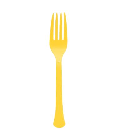 amscan Party Tableware Heavy Weight Yellow Sunshine Plastic Forks-Standard Size-Pack of 50, Full