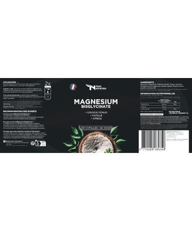 Magnesium Bisglycinate + Taurine & Vitamin B6 High Absorption 320 mg Anti-Stress + Sleep Fatigue Bone Health Muscles Nervous System 120 French Brand Vegan Capsules Team Nutrition - Buy Online on GoSupps.com