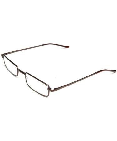 Flexible Metal Reading Glasses with Case - Unisex 1.5 Diopter Feather-Hinge Readers in Brown - Buy Online on GoSupps.com