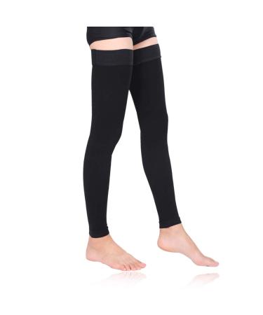 Thigh High Compression Stockings Women 30-40mmHg Sleeve Footless Socks Varicose Medium (1 Pair) Footless/Black
