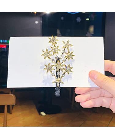 Stars Hairpins Elegant Side Clips Rhinestone Hair Barrette for Party Daily Work Stardust Duckbill Clips Star Hairpins for Women Girls star-gold-r